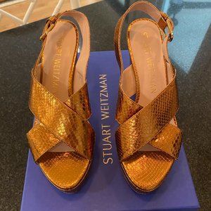 Stuart Weitzman Jerry Heel Bronze - Print Met Snake - Size 8